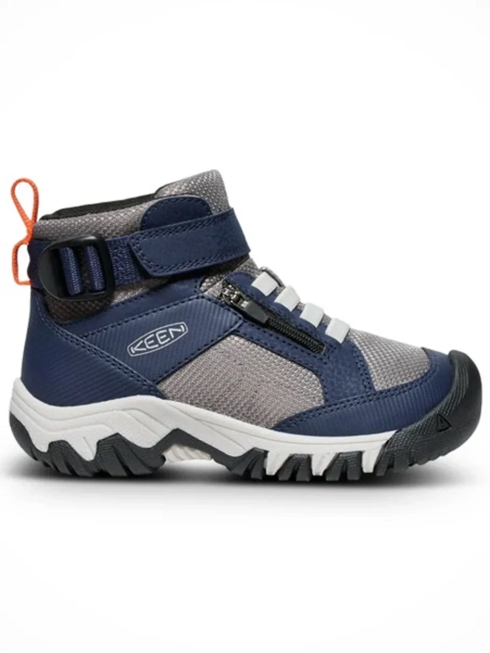 KEEN Targhee Boundless Hiking Boots Boys Size 2 Big Kid Navy Gray Easy-On Shoes
